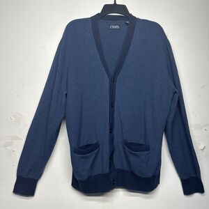 CHAPS Sweater Adult XLarge Navy Blue Button Front Shawl Collar Cardigan Mens